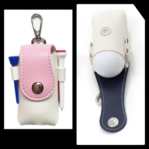 Accessories 525 Pink White Leather Golf Ball Tee Holder W Clip 4